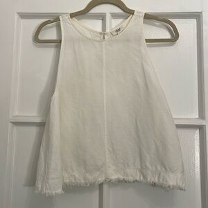 Aritzia Wilfred white linen fringe tank